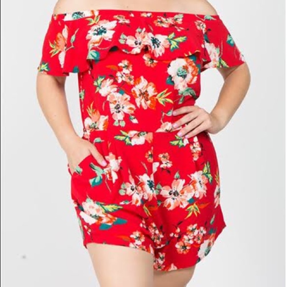 HP β¬οΈ $49 3X Floral Romper - Picture 4 of 7